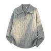 Men's Autumn Half-Zip Cable Knit Polo Sweater: Loose, Trendy American Heavyweight Knitwear