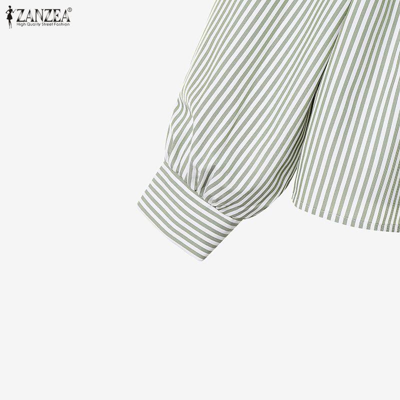 ZANZEA Women Long Sleeve Stripe Blouse and Long Skirts Casual Two Piece Suit Sets