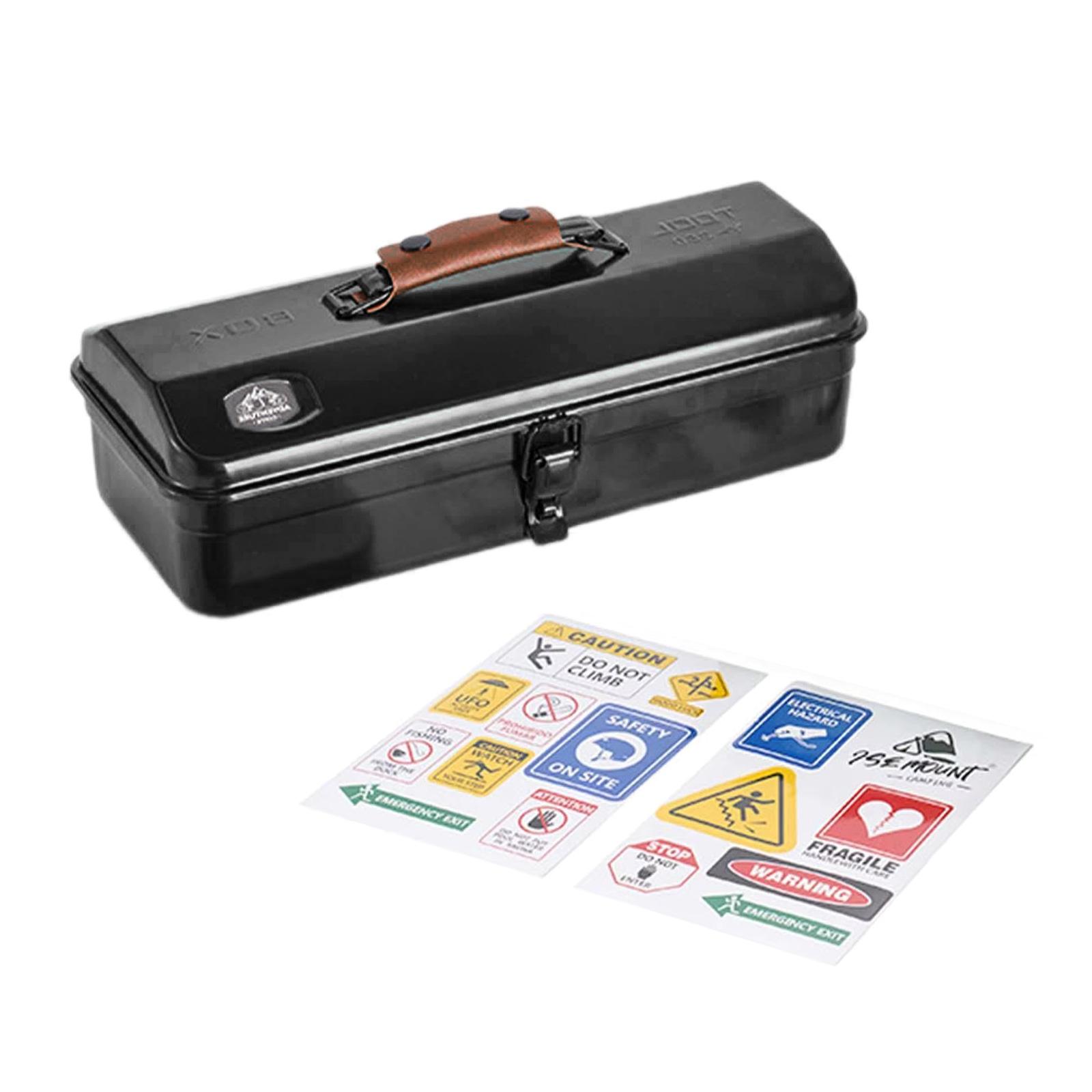 

Металлический ящик для инструментов с наклейкой, небольшой ящик для инструментов, портативный, ручной, металлический ящик для хранения, металлический ящик для инструментов на крыше для улицы чёрный