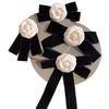 1Pcs Velvet Bow Tie Ladies College Style Shirt Collar Pins Fabric Camellia Flower Brooch Vintage Wedding Party Brooch For Women