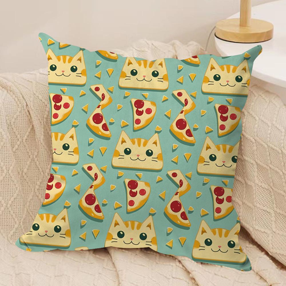 Cat Cake Pattern Cushion Cover Silky Short Plush DoubleSided Printed Pillow Case for Sofa All Seasons Home Decor Gift
