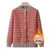 Women's Winter Wool Cardigan: Fleece-Lined Sweater for Middle-Aged & Elderly, Thickened for Autumn/Winter, Ideal for 60+.