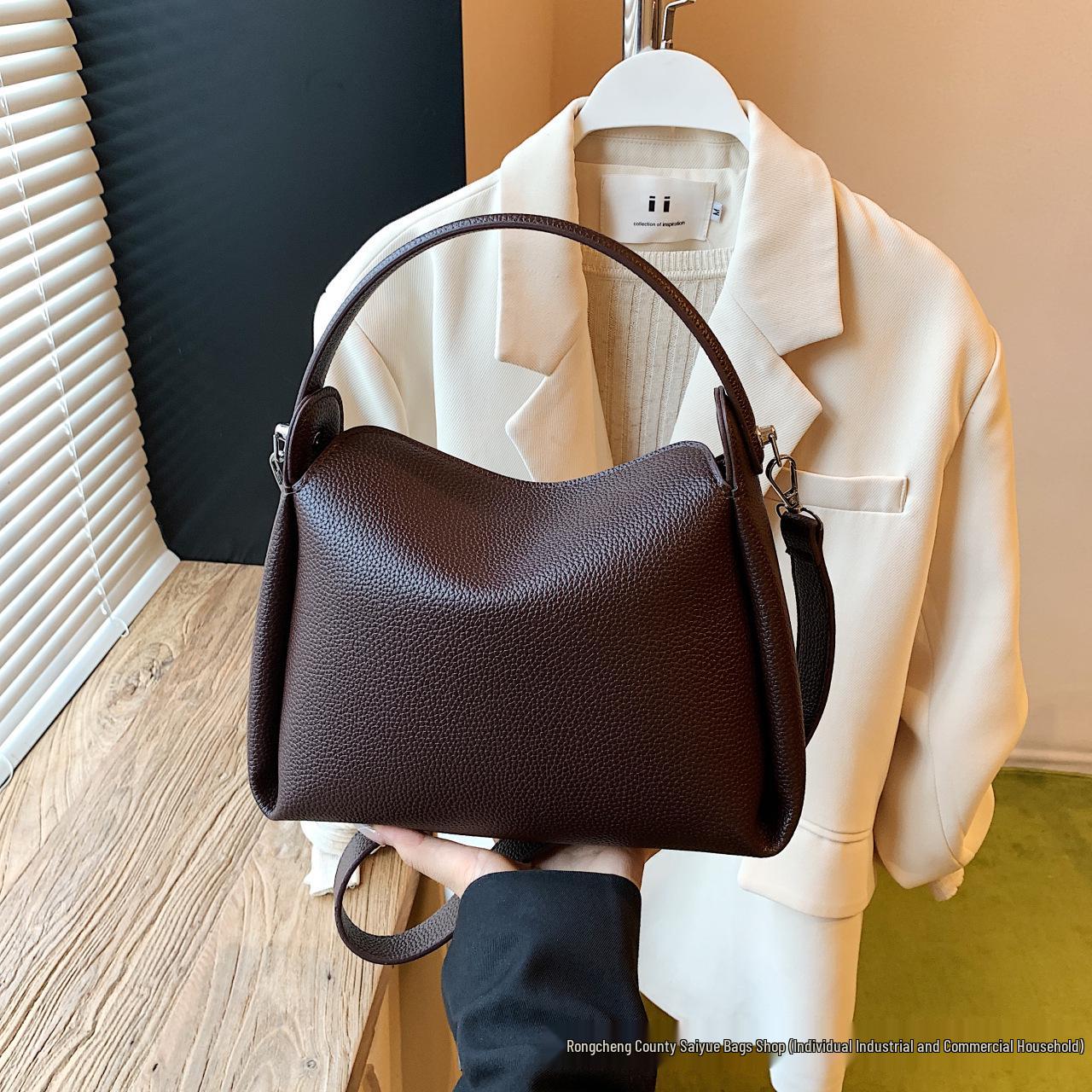 

Трендовая женская роскошная сумка-ведро кроссбоди 2025: Шикарный, Высококлассный и Компактный кофейный