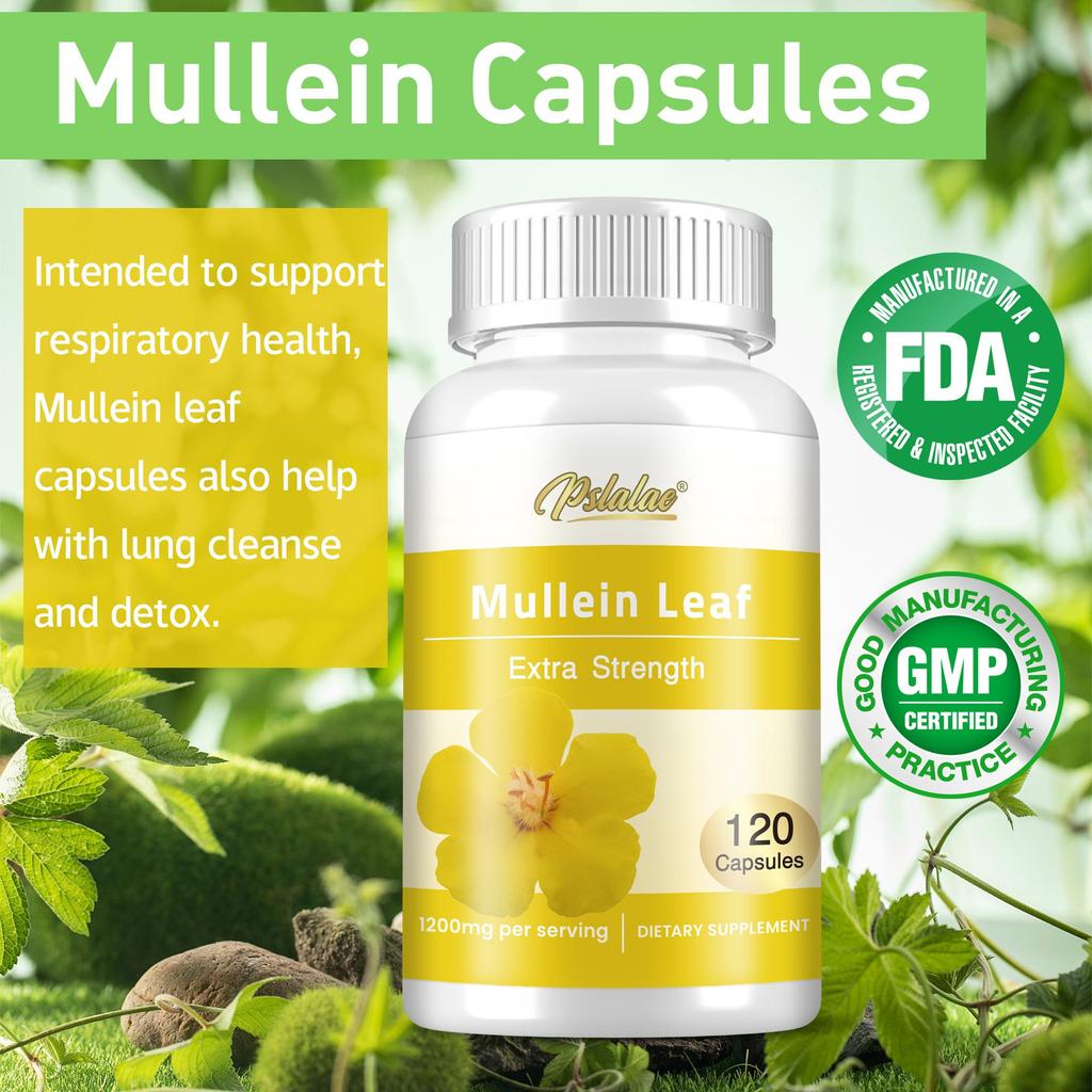 Pslalae Capsule di Foglie di Verbasco 1200 mg supportano la salute respiratoria e aiutano a purificare i polmoni.