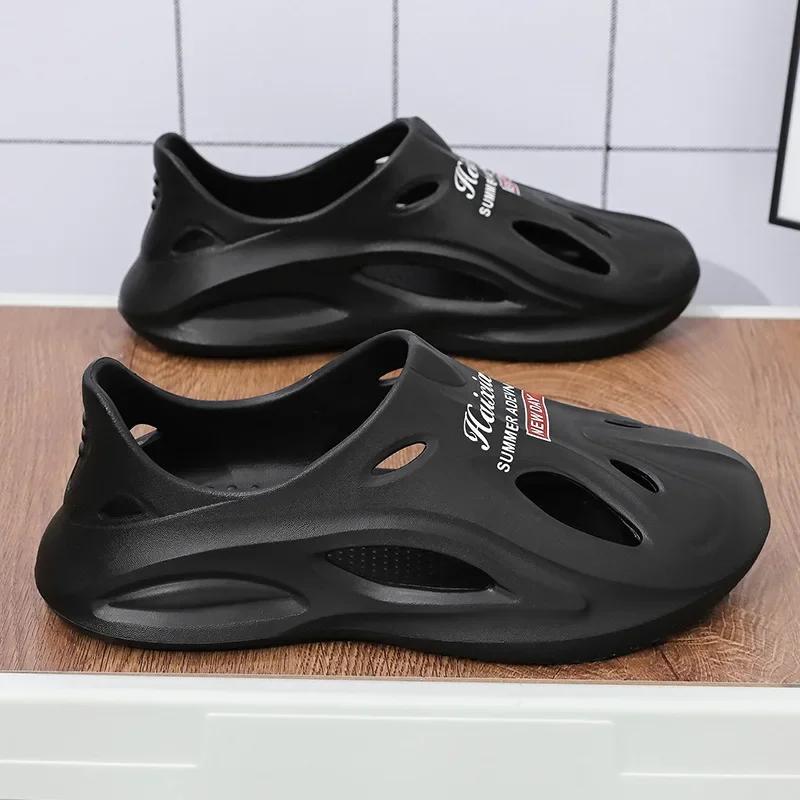 

Новинка, горячая распродажа, садовая обувь для женщин, мужские сандалии, легкие пляжные сабо из ЭВА, летние пляжные сабо Zapatos Hombre для мужчин и женщин 44-45 чёрный