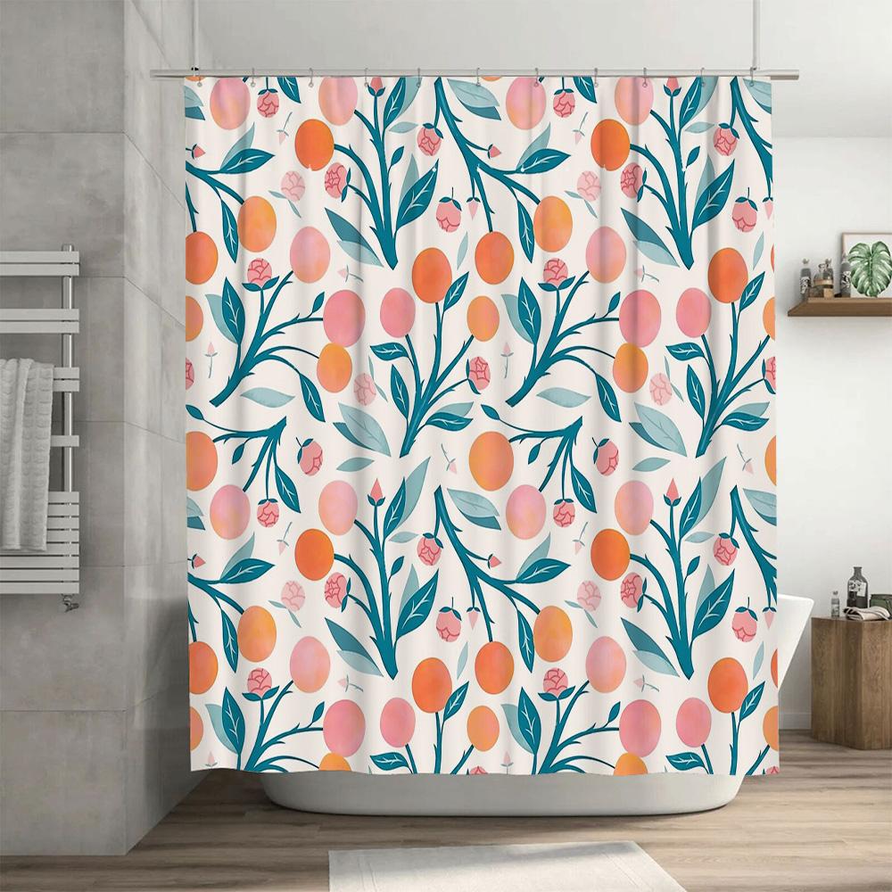 Floral Shower Curtain Botanical Print Nature Pattern Bathroom Decor Farmhouse Style Waterproof Fabric Backdrop Vintage Aesthetic
