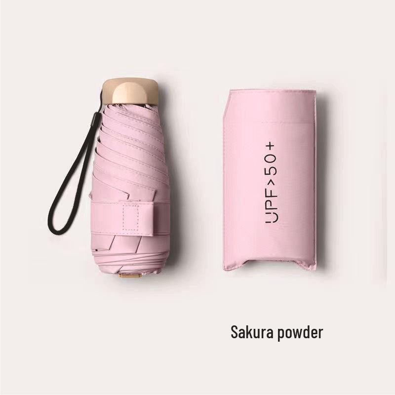 Kompaktní slunečník proti slunci a dešti: Lehký, Šestižebrový, Dvojúčelový, Mini Skládací pro Ochrannu za každého počasí