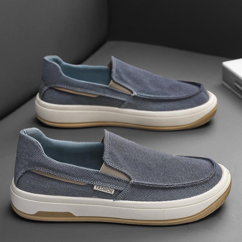 Summer Men Shoes Canvas Sneakers Men Platform Casual Walking Shoes Slip On Male Loafers Man Breathable Street Lazy Shoes