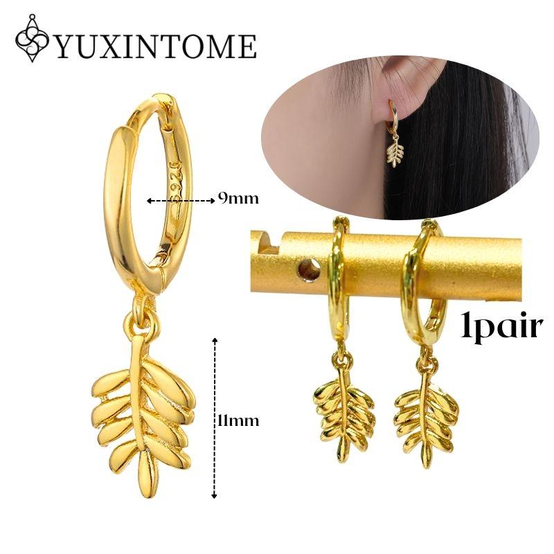 YUXINTOME 925 Silver Ear Needle Zircon Hoop gold Earrings For Women Square Plate Pendant Cutout Heart Earrings Fashion Jewelry