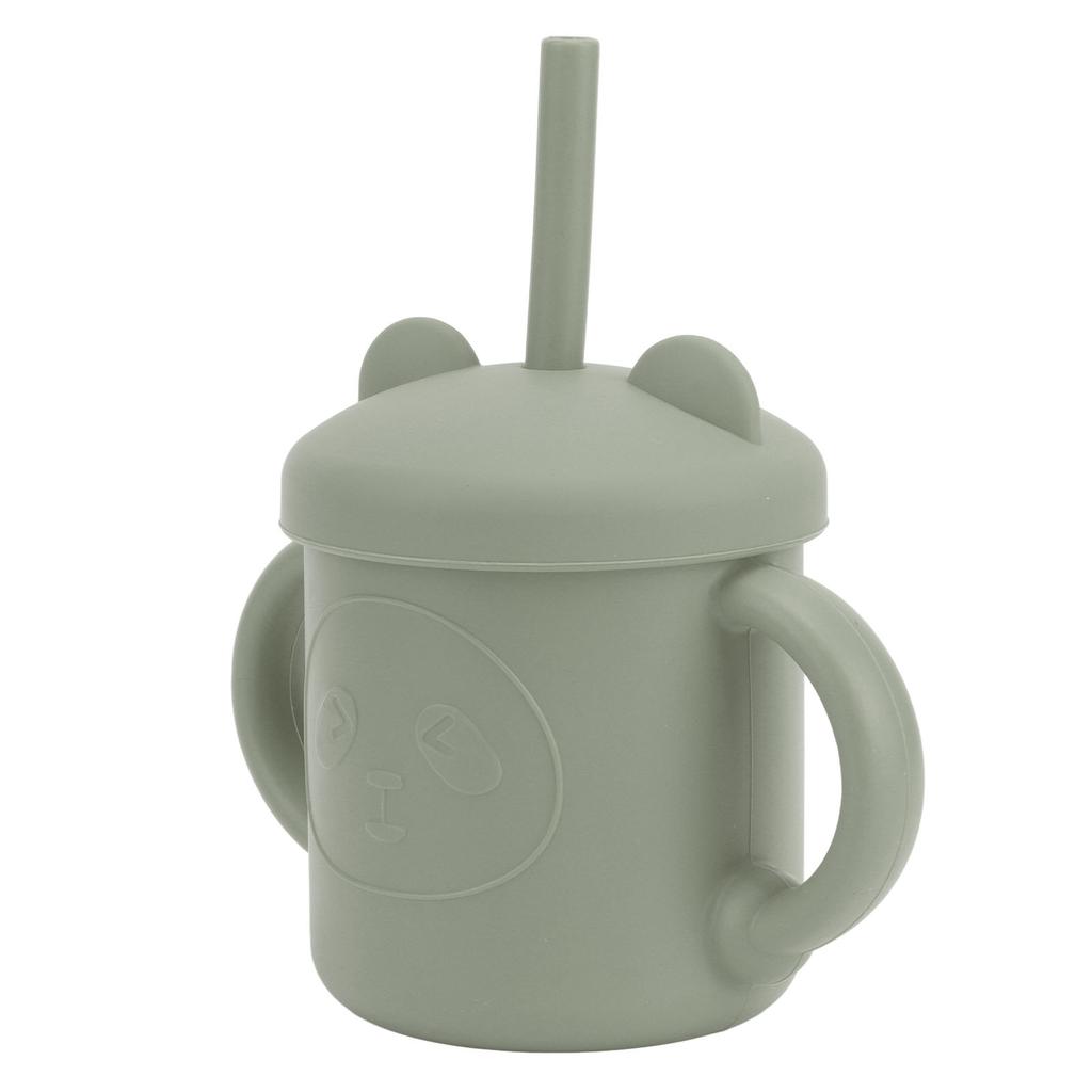 1 Pcs Silicone Sippy Cup Panda Pattern Baby Learning Training Cup Drop Resistant Silicone Sippy Cup with Handles Spout