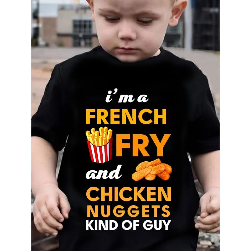

European sizes Summer Boys New Food Print T-Shirt, Casual Cool Hamburger Fries Crew Neck Short Sleeve Top 98cm чёрный