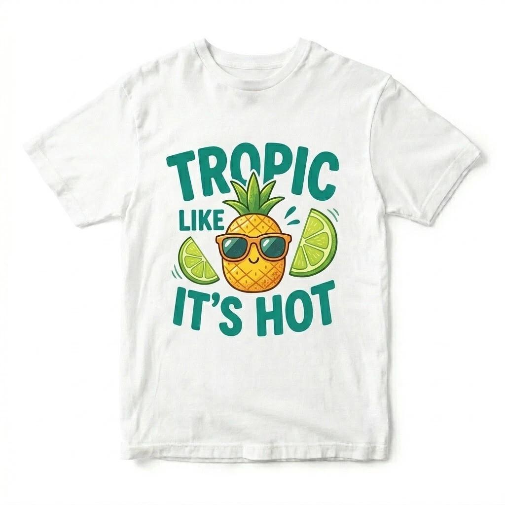 Tropic Like It s Hot T-Shirt - Funny Pineapple Summer Tee - Tropical Beach Shirt XXL