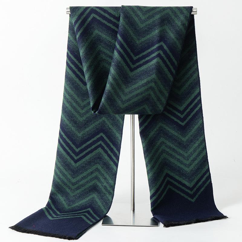 2024 Men's Brushed Imitation Cashmere Scarf - British Style, Business Casual, Autumn/Winter Accessory
