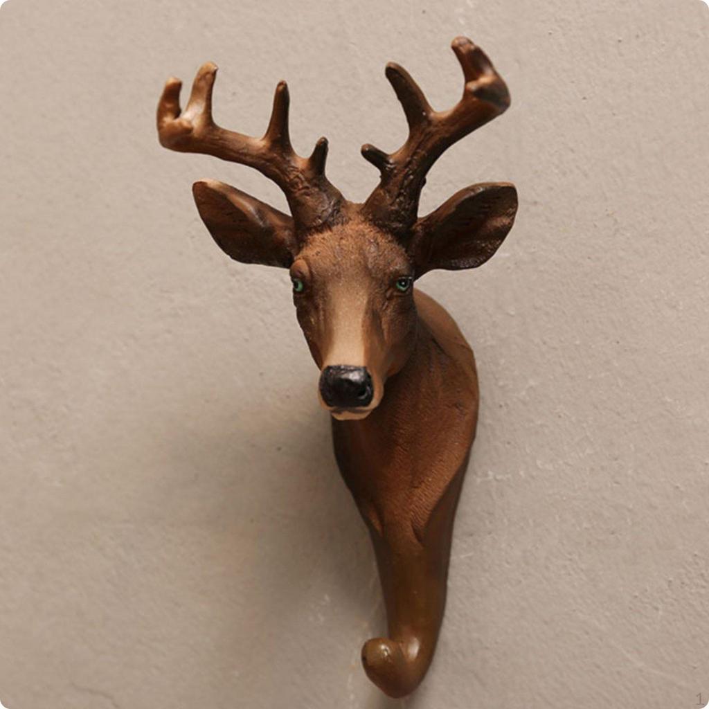 Animal Wall Hook 3D Design Retro Space Saving Decorative Hanger Sika Deer