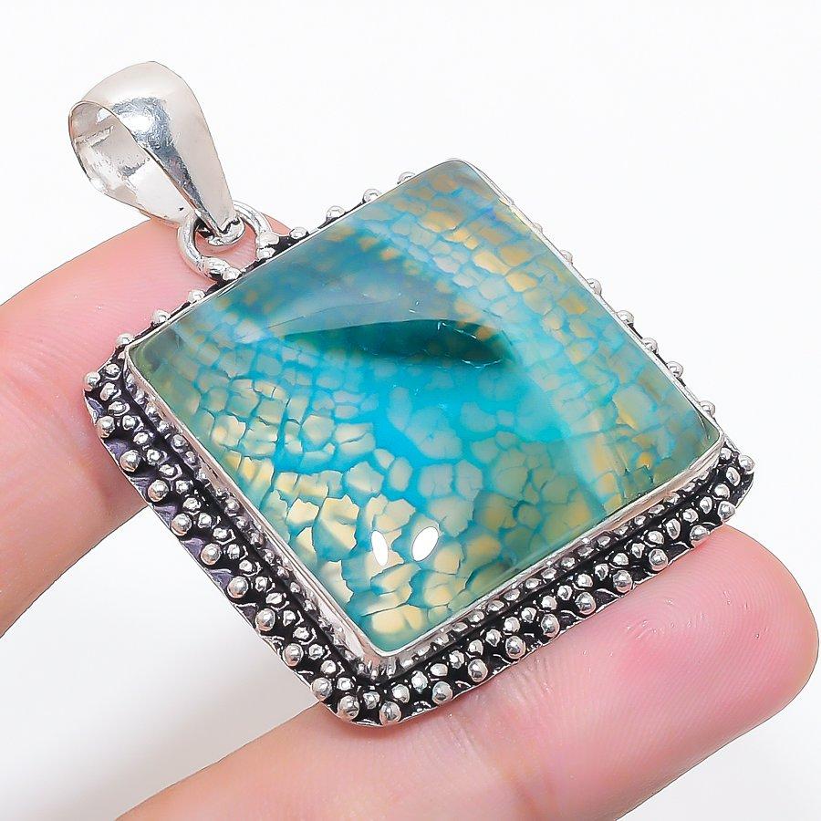 

Натуральный зеленый солнечный кварц 925 стерлинговое серебро ювелирная подвеска 2,05 D1c09