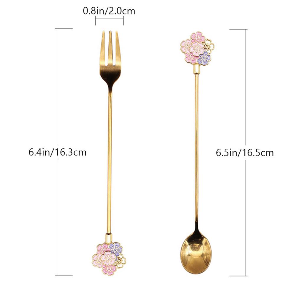 2Pcs Fork Spoon Premium Stainless Steel Coffee Dessert Flatware Japanese Style Tableware Kitchen Supplies