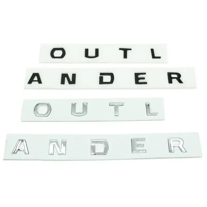Für Mitsubishi 13-19 Outlander Buchstaben Motorhauben-Emblem Front-Hauben-Emblem 3D ABS Aufkleber Chrom Schwarz Auto Styling Zubehör