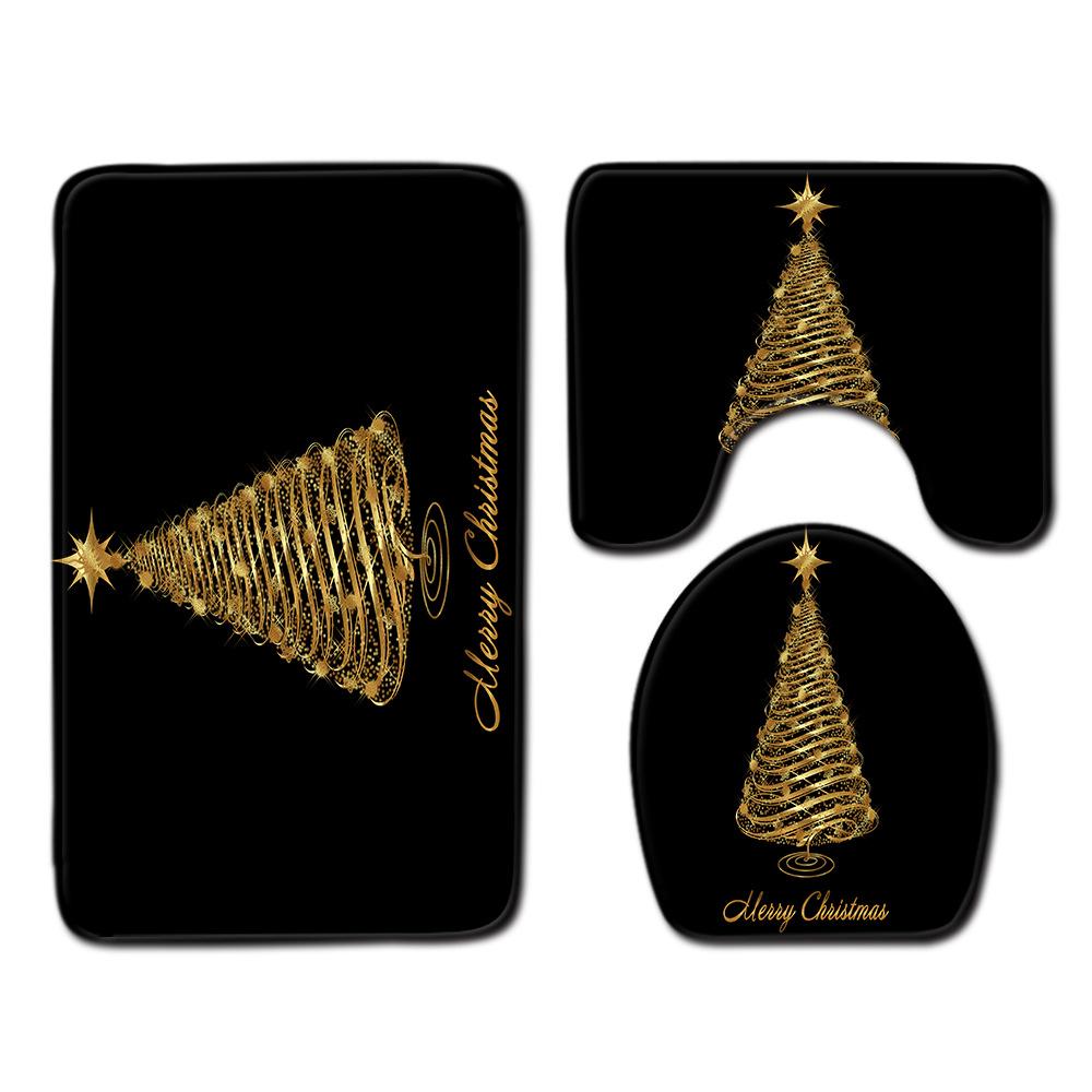 Christmas Bathroom Floor Mat Toilet Three-Piece Set