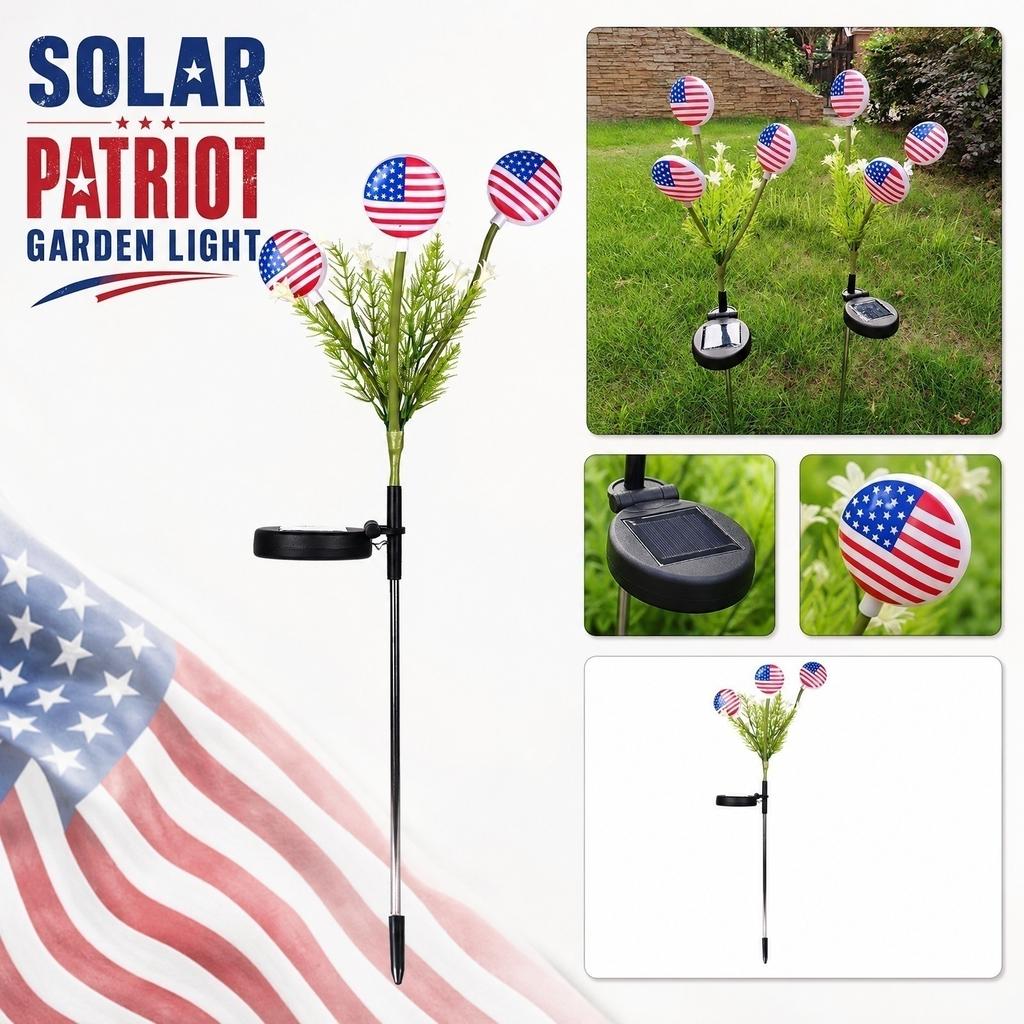 Solar Powered Outdoor Flag LED Garden Stake Light Waterproof Ground Spike with Three Flag Heads for Yard Pathway Decoration