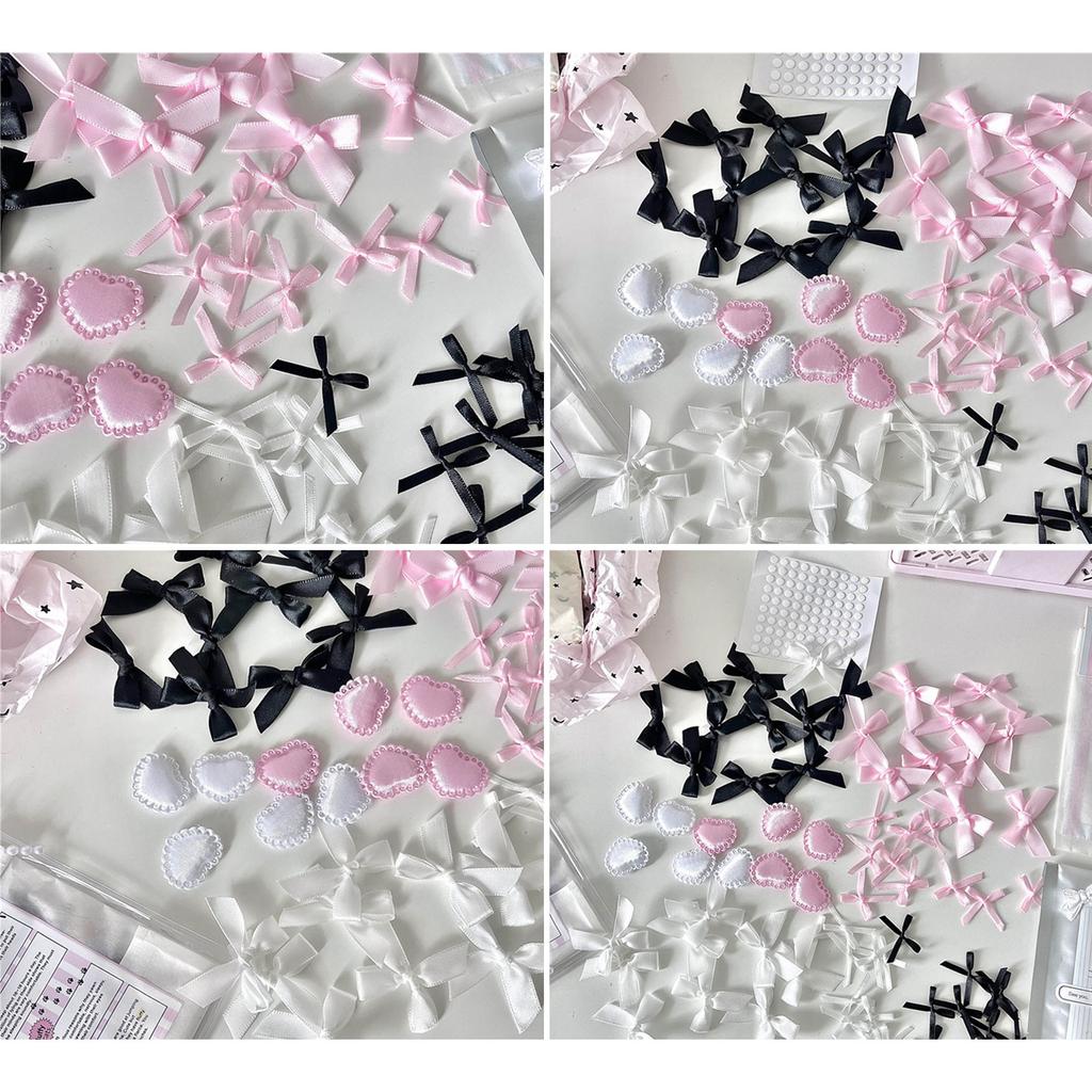 Packung mit 10 Rosa Weiß Schleife Herz Verpackungsmaterial Kartenhülle DIY Dekoration Kpop Fotokartenhalter Material Zubehör Geschenk