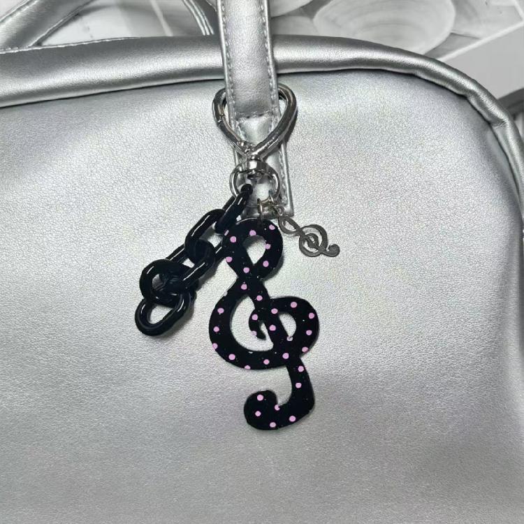 Charming Dotted Stripe Keychain Premium Acrylic Material Everyday Carry Essential Musical Symbol Key Holder
