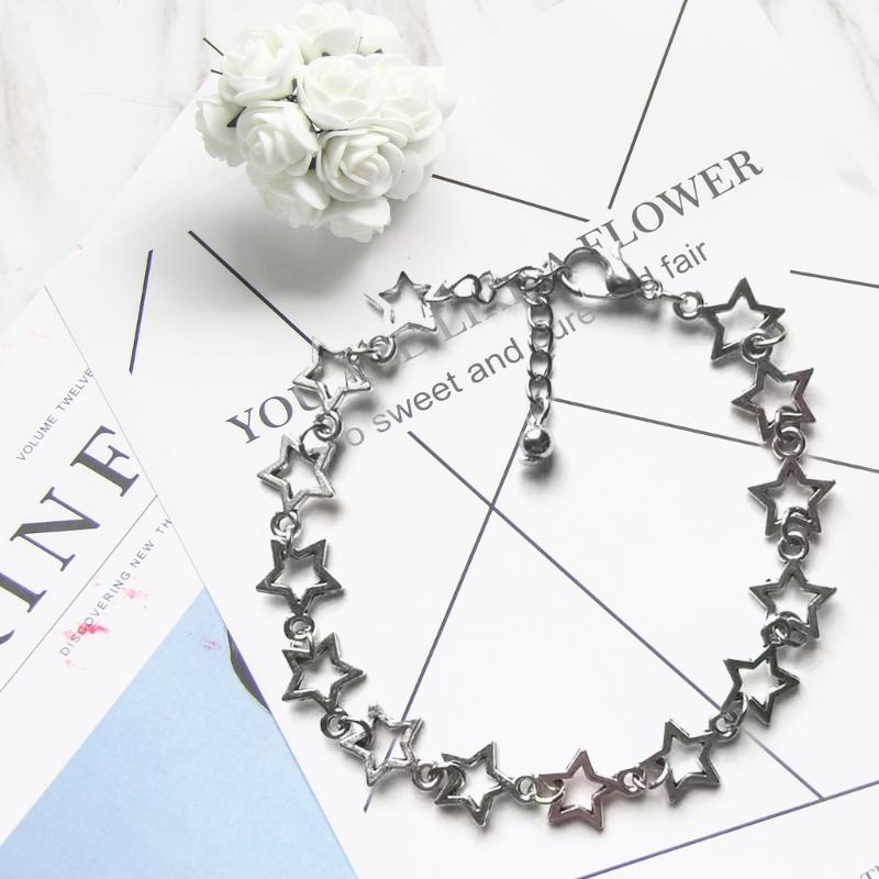 Vintage Shiny Star Pentagram Alloy Material Bracelet for Women Sweet Aesthetic Charm Bracelet Harajuku Fashion Jewelry