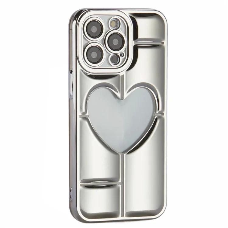 

MNS Series for iPhone 15 Pro Max TPU Phone Case 3D Heart Precise Lens Protection