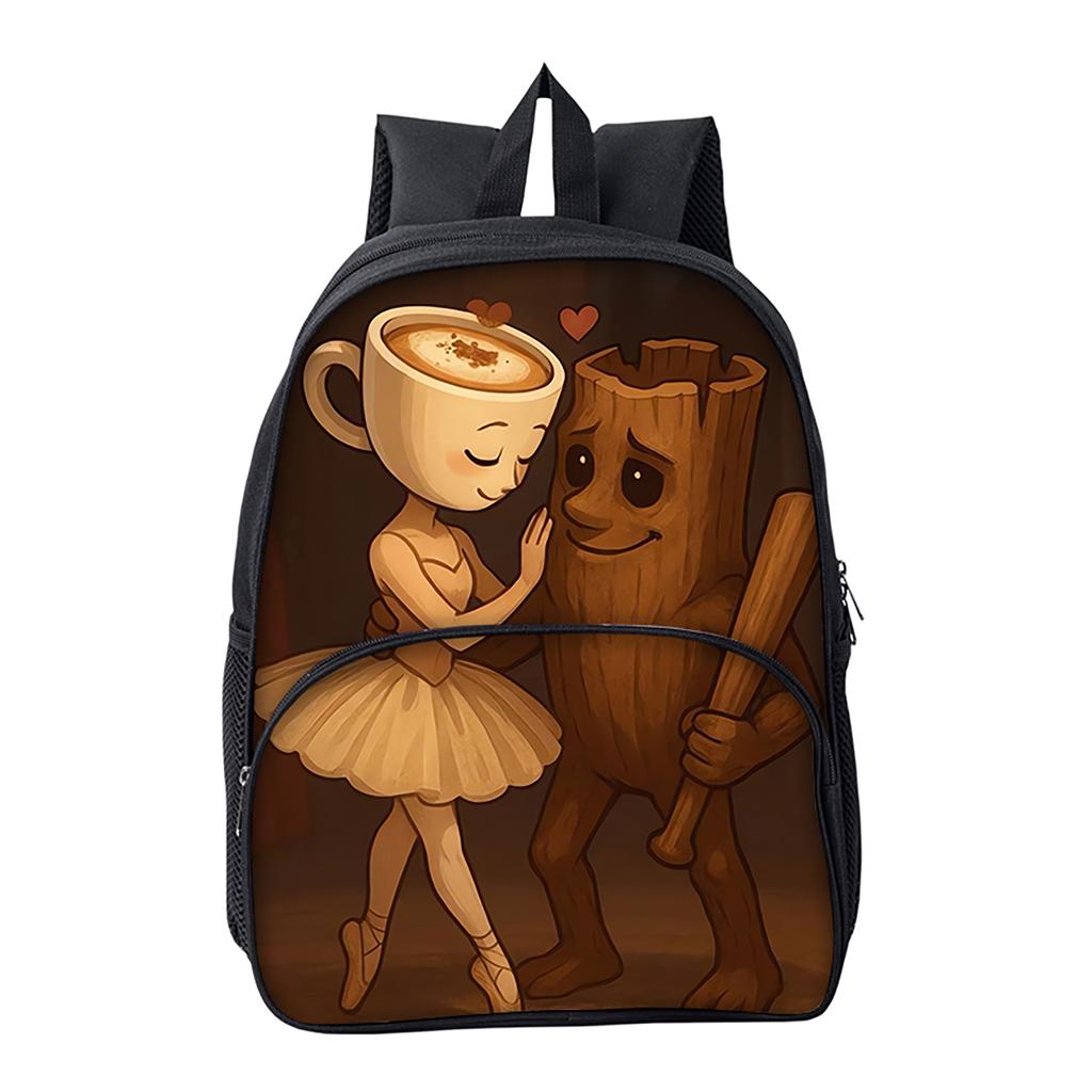 Hot Italian Brainrot Print Round Front Pocket Backpacks for Boy and Girls Best Gifts 2D Flat Cartoon School Bag for Children