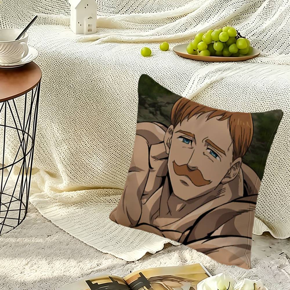 E-Escanor Seven Deadly Sins Square Double-Sided printed Pillow Case Bedroom Bedside Pillow Sofa Cushion Cover