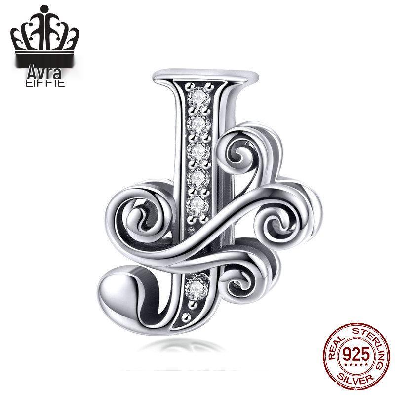 Avle 925 Sterling Silver English Letter Beaded Bracelet Beads