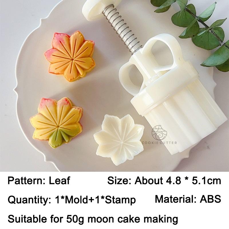 3 Styles Rabbit Leaf Pattern DIY Baking Mooncake Mold Hand Press Pastry Mold for Cake Decor Mid- Autumn Festival Bakeware Tools