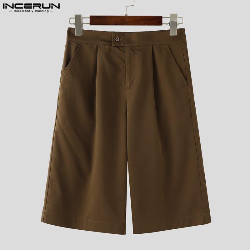 INCERUN Two Pieces Outfits Men Oversized Long Sleeve Blazer Capri Pants Sets Outfits