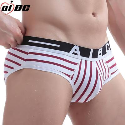 AIBC Men's Low-Rise Striped Briefs – 95% Cotton, U-Convex, Fashionable & Sexy