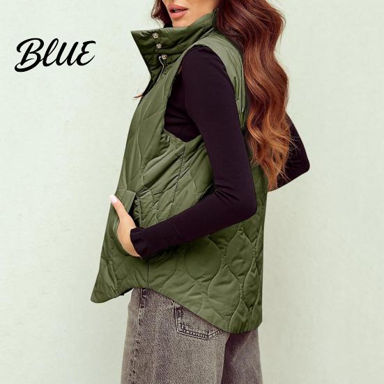 Cappotto Invernale Donna Colore Unico Spesso Senza Maniche Collo a Revers Gilet in Cotone Capo d'Abbigliamento Imbottito con Tasche