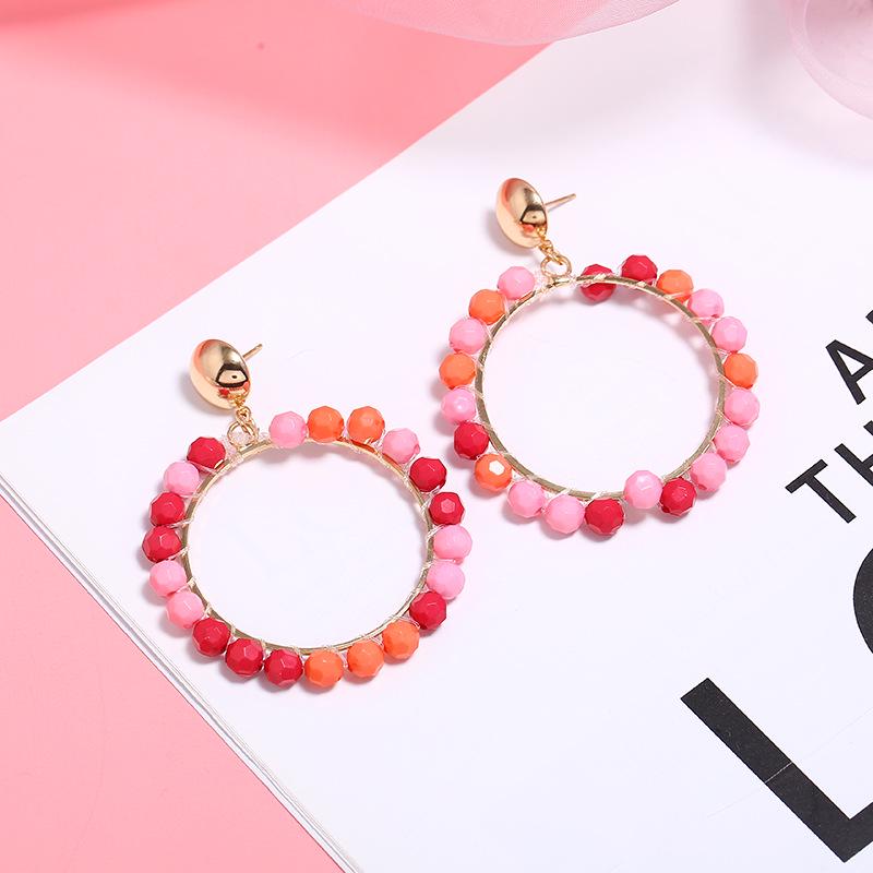 Bohemian Colorful Rattan Shell Tassel Raffia Earrings
