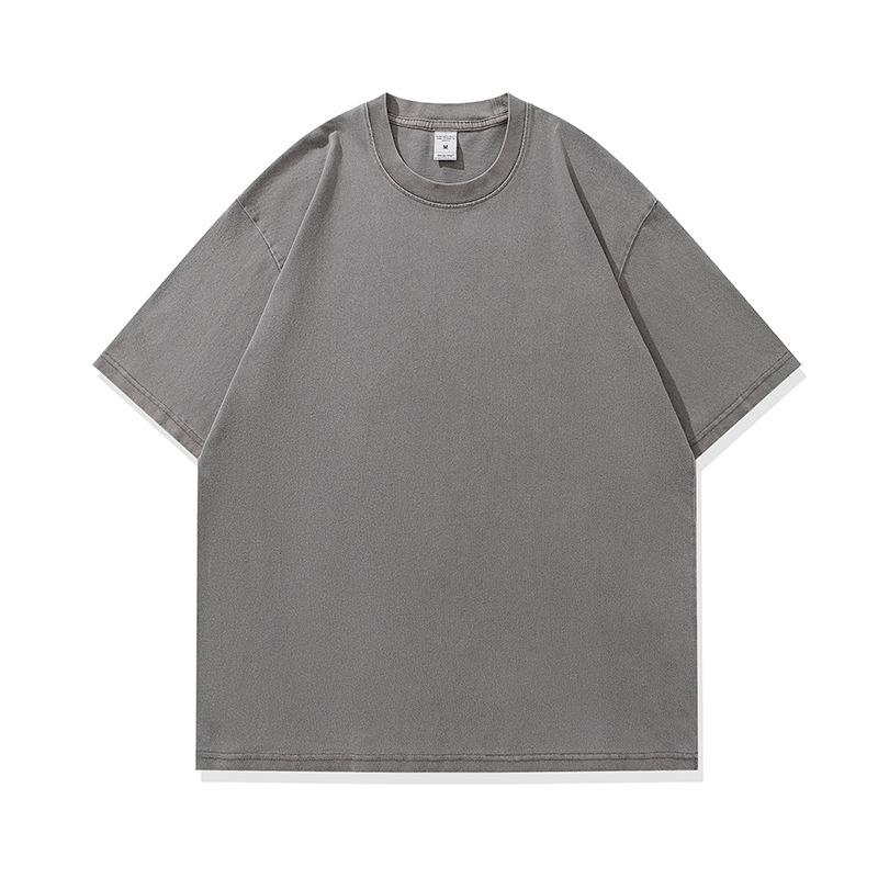 Men'S Trendy Brand 220G Washed American High Street Retro Loose Shoulder Cotton Short-Sleeved T-Shirt Printing Custom