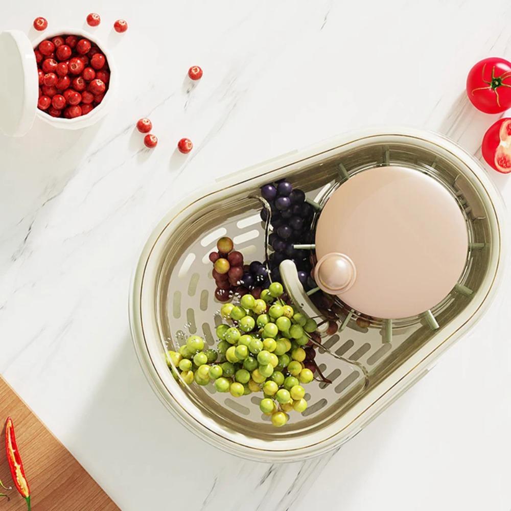 Manual Vegetable Fruits Cleaner Basket Hand Crank Vegetable Drain Basket Salad Spinner  Winter