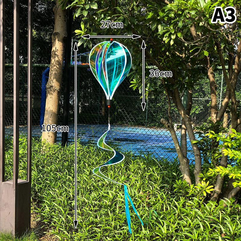 Hot Air Balloon Spinners Plastic Color-changing Film Wind Spinner Striped Tie Dye Rainbow Colors Rotating Windmill Pinwheels