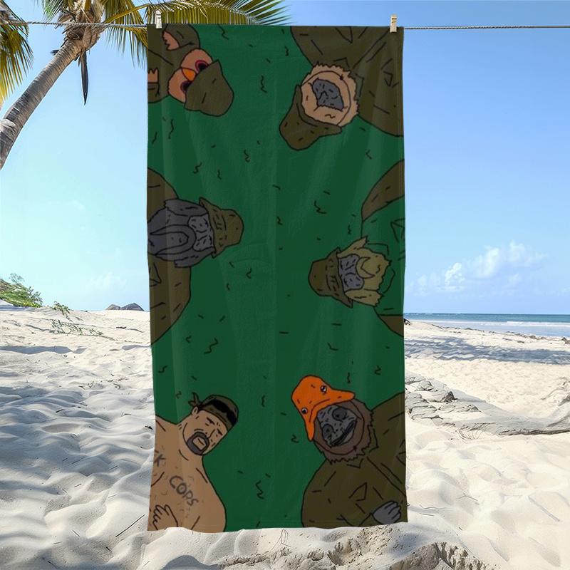 

1pc Duck Dynasty Funny Print Beach Towel Polyester Quick Dry Lightweight Soft Towel for Swimming Surfing Camping Travel W40*H60(CM)