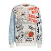 X SESAME STREET Crossover Cartoon Alphabet Full Print Round Neck Knitwear Beige Men's HD7294
