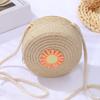 Children Shoulder Bag Straw Woven Flower Decor Pastoral Style Crossbody Bag Zipper