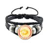 Creative Game Pikmin Cartoon Button Rope Button Glass Cabochon Handmade Black Leather Bracelet Jewelry Charm Gift