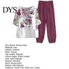 Spring And Summer Printed Outfit 2 Pcs/Set Women T-shirt Pants Set Homewear Floral Print Round Loose Style Sleepwear Neck Half Sleeve Top Wide