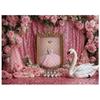 LS Fotografie Hintergrund Ballettschläppchen Schwan Rosa Vorhänge Dekoration Mädchen Prinzessin Geburtstagsparty Cake Smash Foto Kulisse Studio