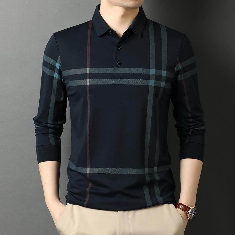 Spring and Autumn New Style Middle-aged Fashion Korean Style Loose Lapel POLO Shirt Casual Tops for Men Men's Long-sleeved T-shirts
