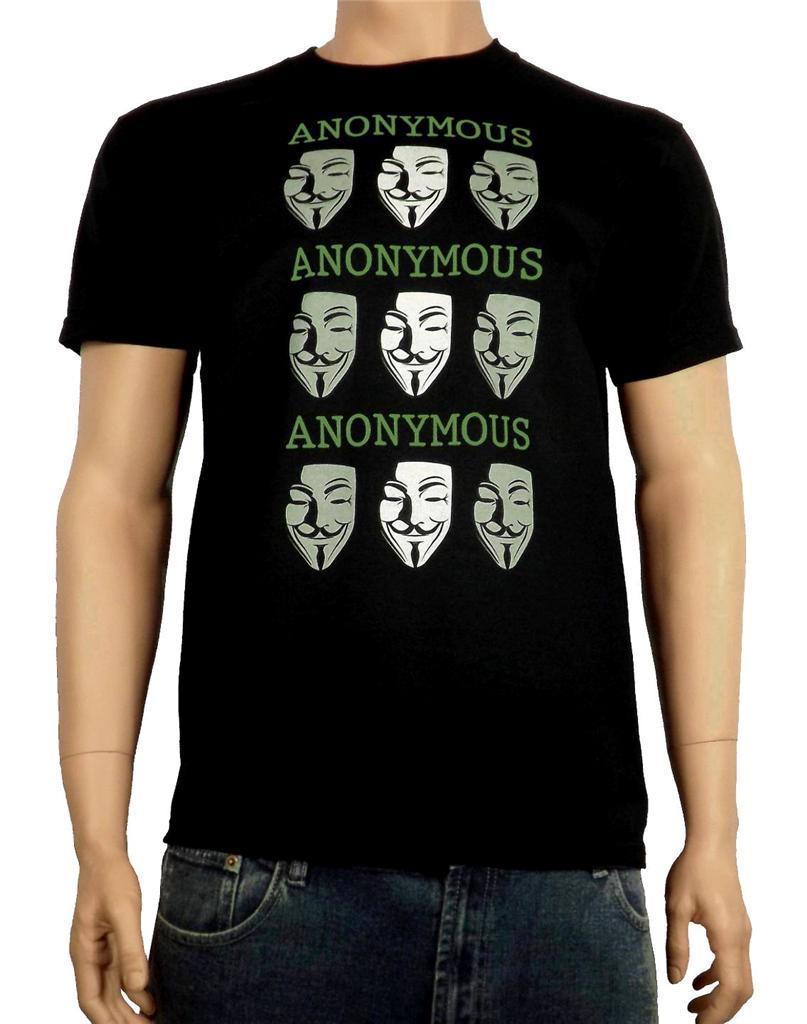 Anonymous Mask T-Shirt - Guy Fawkes V for Vendetta Disobey Hacker - S to 3XL 4XL
