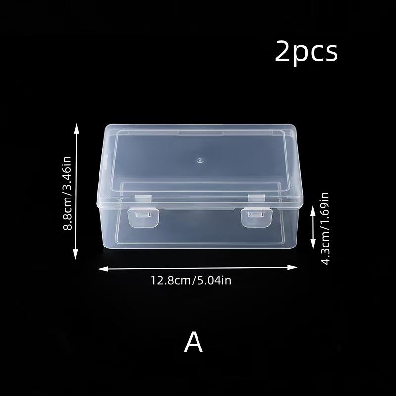 2Pcs/Transparent Plastic Storage Box Portable Multi-Functional Stationery Organizer Box Household Storage Box