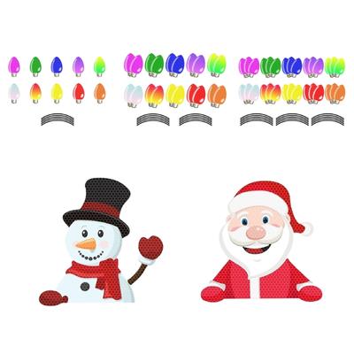 Christmas Reflective Car Magnets Set Snowman Santa Magnets Decoration Bulb Light Magnets Stickers for Home Refrigerator Door