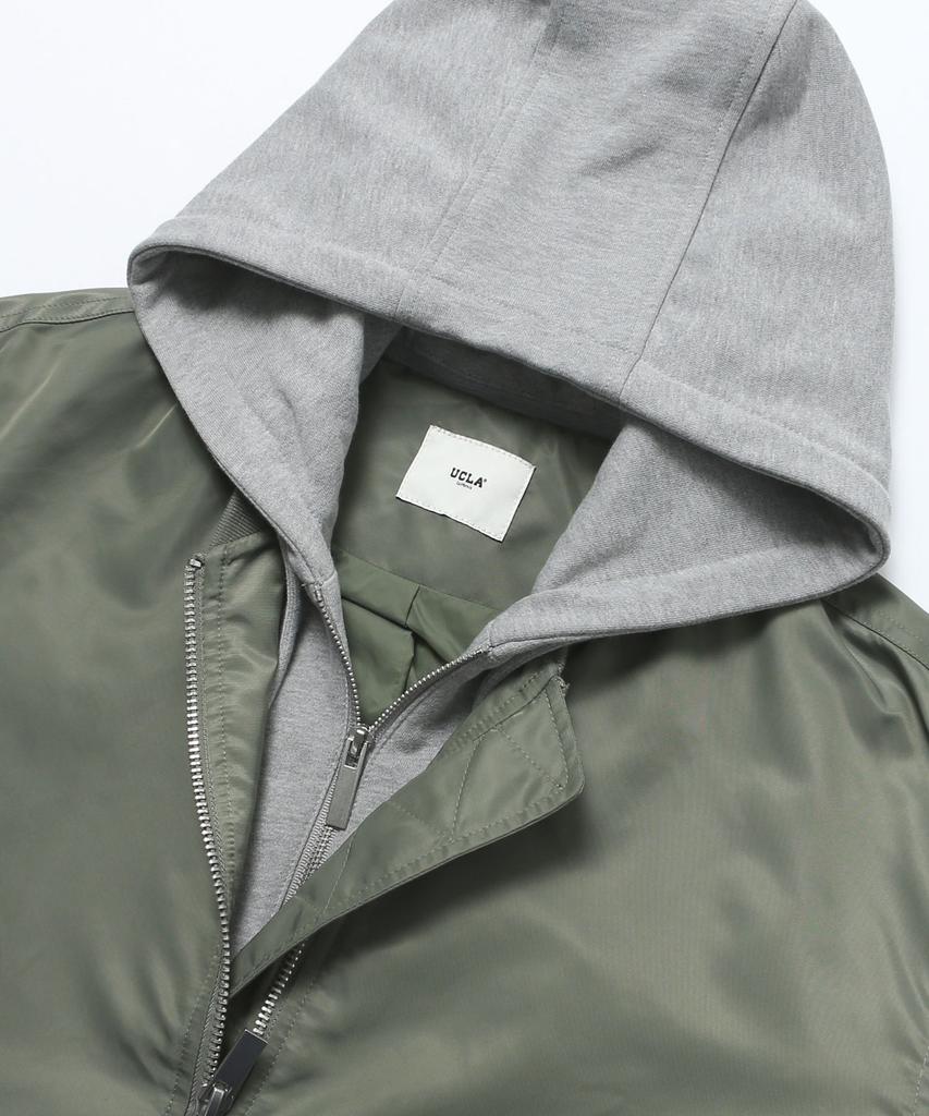 Ucla Unisex Detachable Hoodie Nylon Ma1 Jumper [Khaki] (Uc2Uj20)