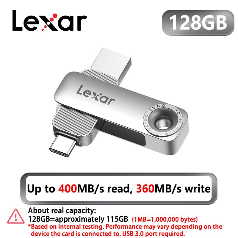 Lexar 128GB OTG Solid State Dual Drive 256GB 512GB Type-C USB Flash Drive Up to 400Mb/s Read Pendrive USB-C & USB-A Port for iPhone 17,Android,PC 【128GB】
